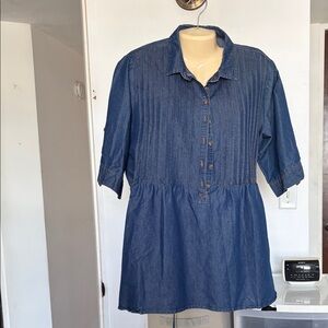 Elegant Denim Button Down Shirt for Women
